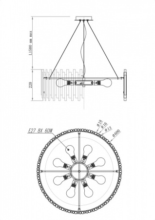 Подвесной светильник Maytoni Coliseo MOD135PL-08BS