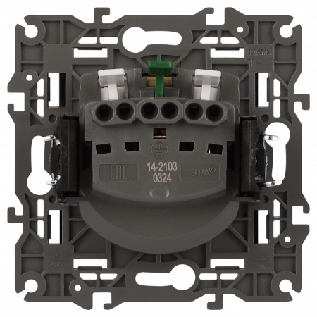 Розетка с заземлением и со шторкой, без рамки с крышкой Эра Эра Elegance 14-2103-05