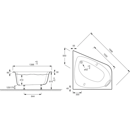 Акриловая ванна 140x140 Jacob Delafon Odeon Up E6070RU-00