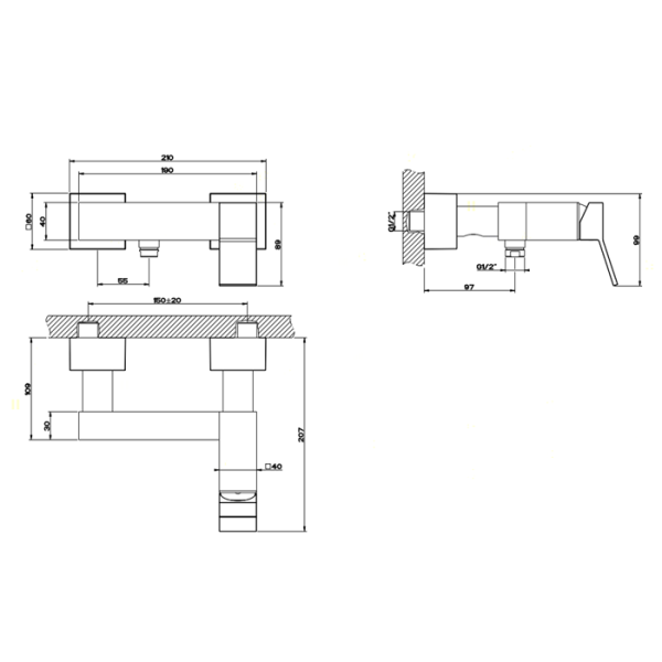 Смеситель для душа Gessi Rettangolo K 53031#031