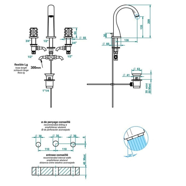 Смеситель для раковины THG Mossi cristal clair A2N.A02.151