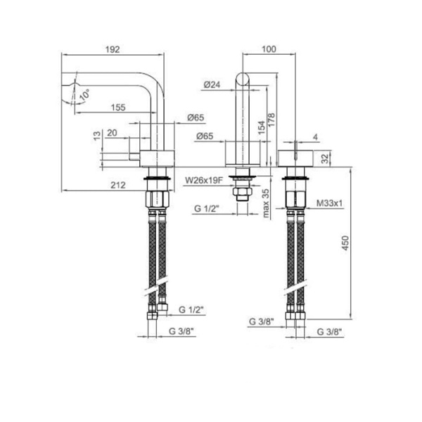Смеситель для раковины Fantini AF/21 27 P9 A104WF медь