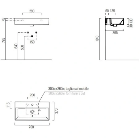 Раковина 70x37 см GSI Kube X 9455111