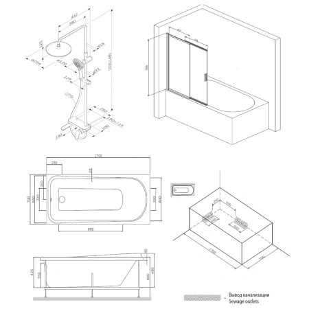 Акриловая ванна 170x70 см Am.Pm Like W80ASET-170SL