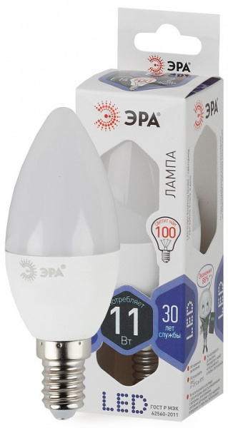 Лампа светодиодная Эра Стандарт E14 11Вт 6000K LED B35-11W-860-E14