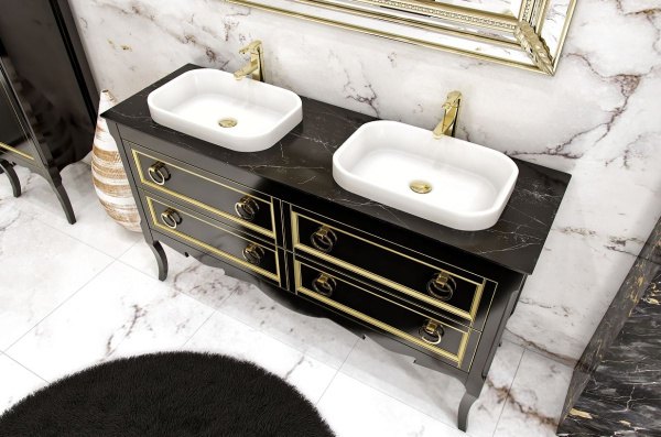 Тумба с двумя раковинами Bagno Piu Moretta 2.0 150 глянцевый антрацит/золото