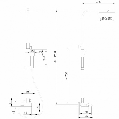 Душевой комплект Abber Wasserfall AF8616G золото матовое