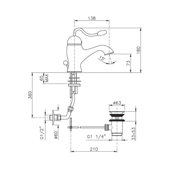 Смеситель для раковины Nicolazzi Signal 3402GO20 золото