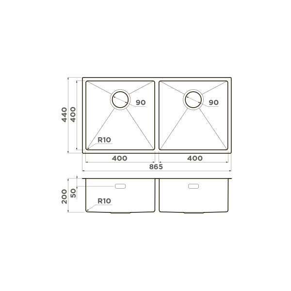 Кухонная мойка Omoikiri Taki 86-2-U/IF-GM нержавеющая сталь/вороненая сталь 4993793