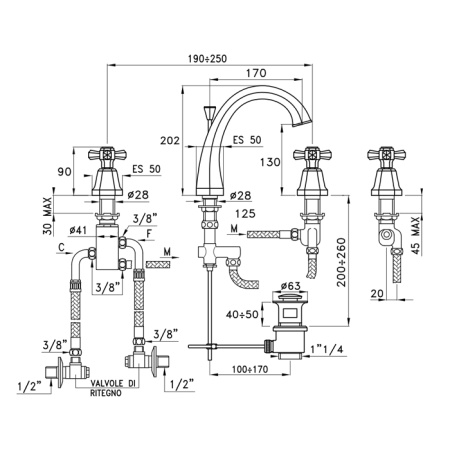 Смеситель для раковины Stella Eccelsa EC 00016 AU00 золото