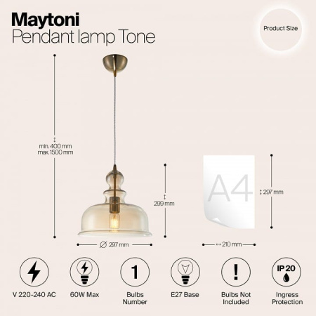 Подвесной светильник Maytoni Тон P001PL-01BZ