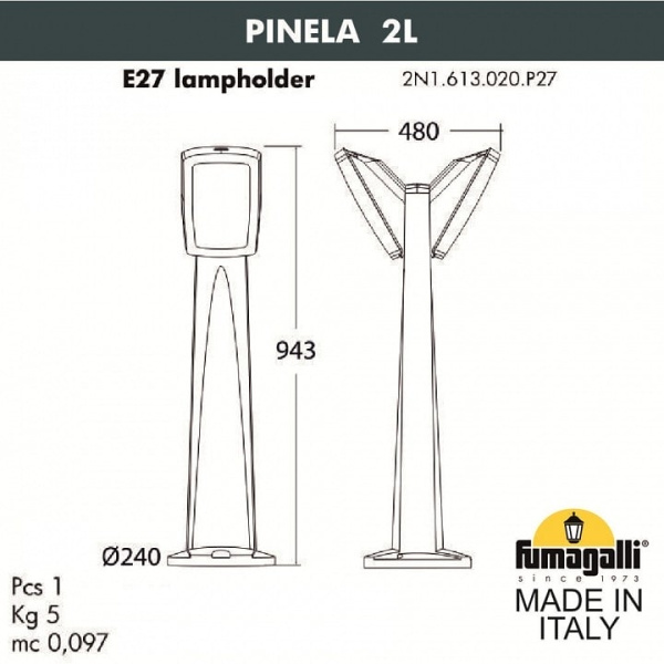 Наземный низкий светильник Fumagalli Germana 2N1.613.020.WYF1R