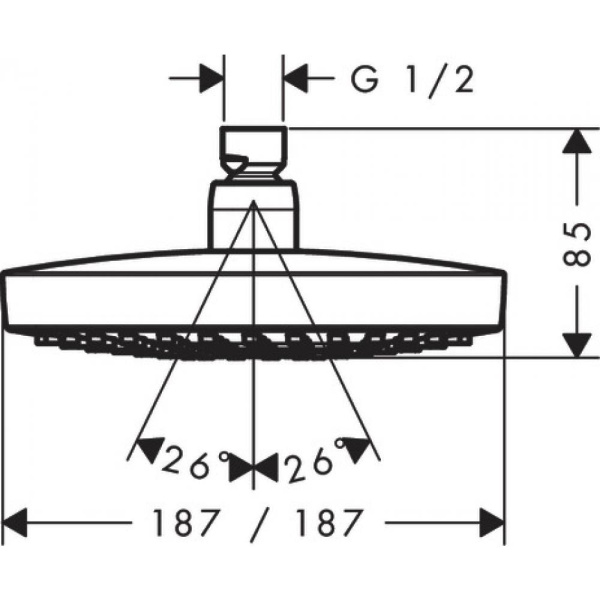 Верхний душ hansgrohe Croma Select E 180 2jet EcoSmart 26528000 9 л/мин хром