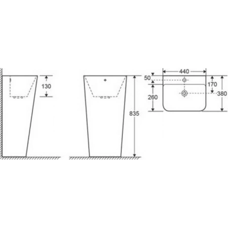 Раковина CeramaLux G-302 44x38 см, напольная, белый
