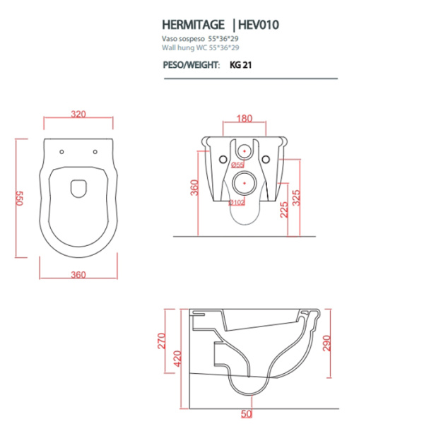 Подвесной унитаз Artceram Hermitage HEV010 01 00