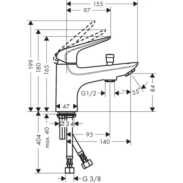 Смеситель для ванны hansgrohe Novus Monotrou 71324000