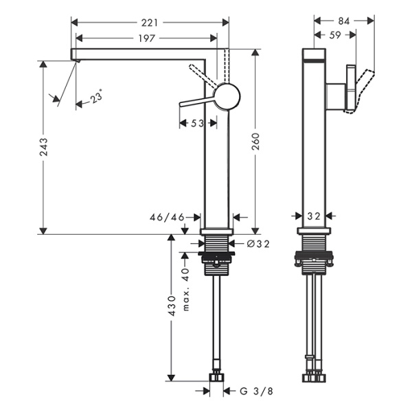 Смеситель для раковины Hansgrohe Tecturis E 240 Fine 73070140 шлифованная бронза
