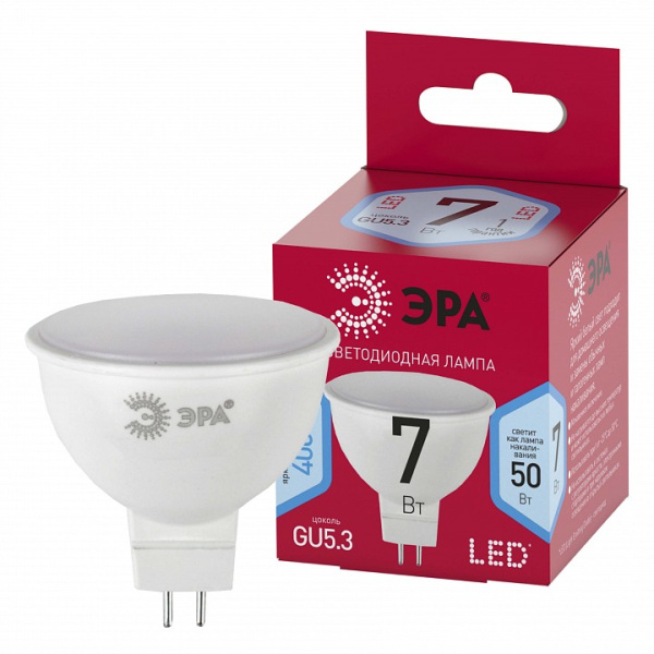 Лампа светодиодная Эра  GU5.3 7Вт 4000K LED MR16-7W-840-GU5.3 R