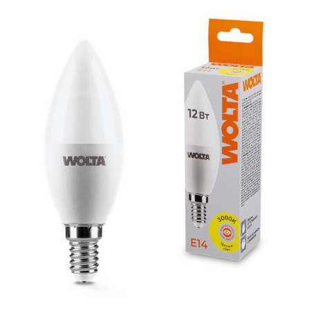Лампа светодиодная Wolta E14 12Вт 3000K 25YC12E14