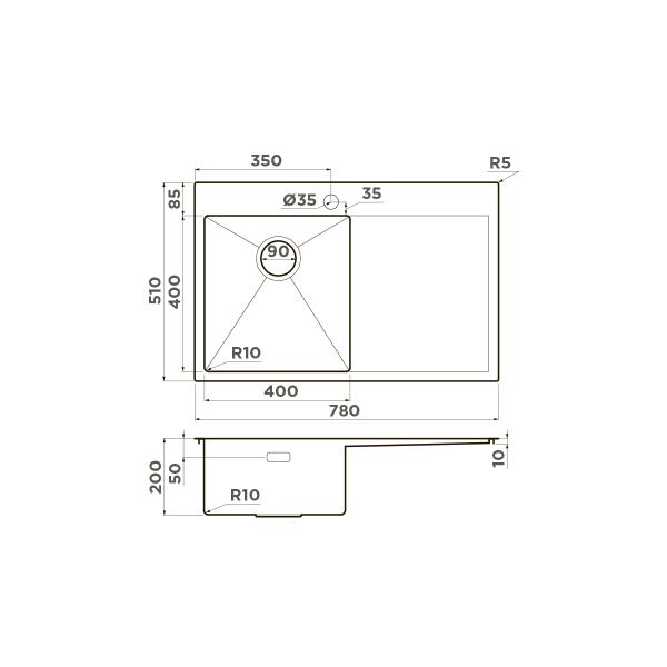 Кухонная мойка Omoikiri Akisame 78-LG-L нержавеющая сталь/светлое золото 4973085