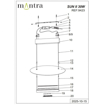 Подвесной светильник Mantra Sun II 9423