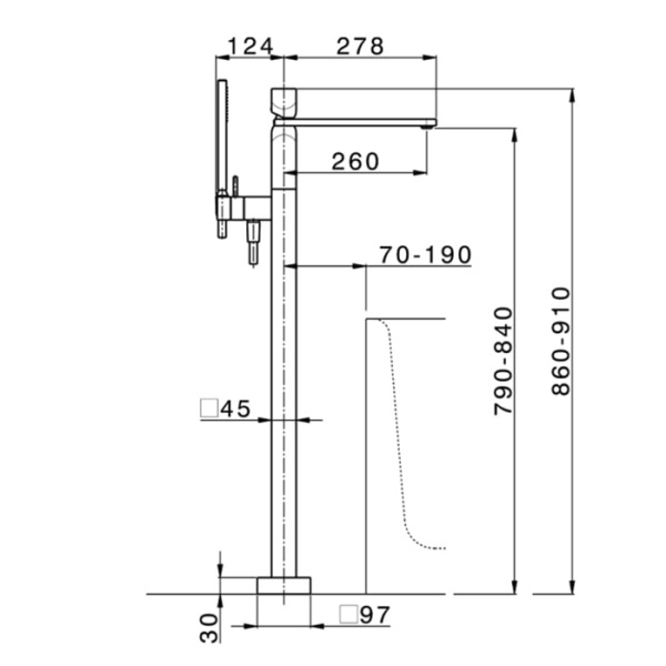 Смеситель для ванны Cisal Hi-Rise RI01420421