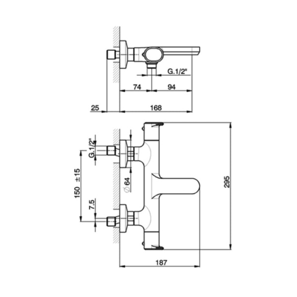Смеситель для ванны Cisal LineaViva LVT2101040 черный матовый