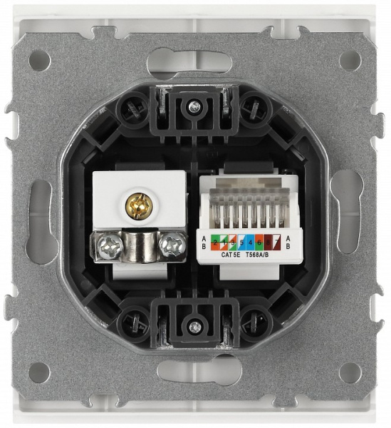 ТВ-розетка и розетка Ethernet RJ-45 без рамки Эра Arktik 16-3110-01