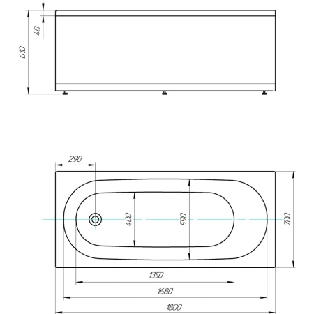 Акриловая ванна Aquatek Оберон OBR180-0000216 180x70 см, белый