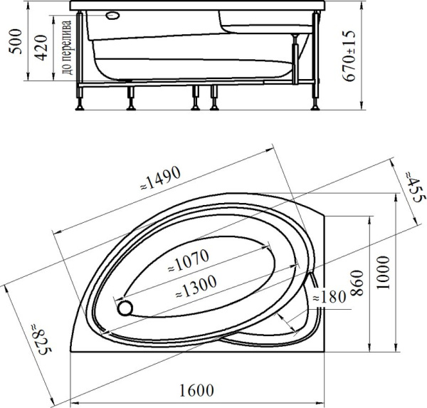 Акриловая ванна Радомир Модерна 160х100 2-01-0-1-1-214 белый