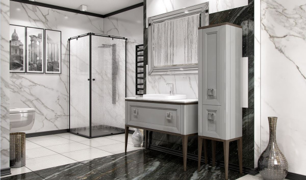 Тумба с раковиной Bagno Piu Tribeca 120 матовый цемент/темное дерево