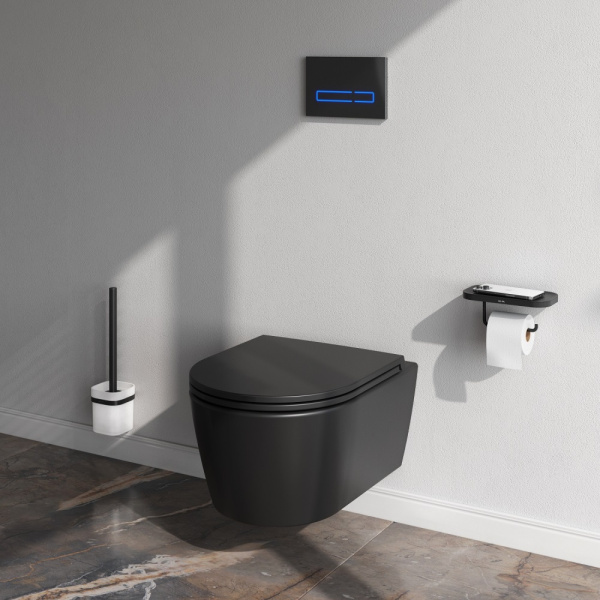 Подвесной унитаз AM.PM Func C8F1700MBSC с крышкой-сиденьем черный матовый