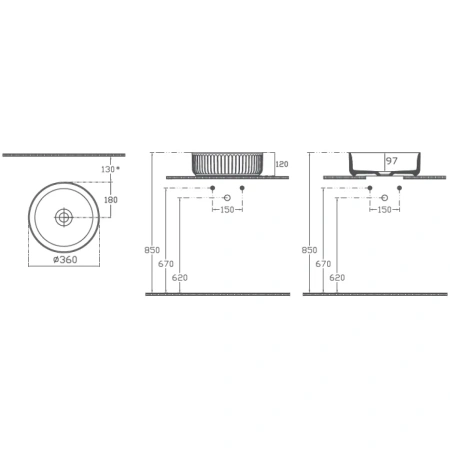 Раковина 36x36 см Isvea Ion 10NF66036-2C