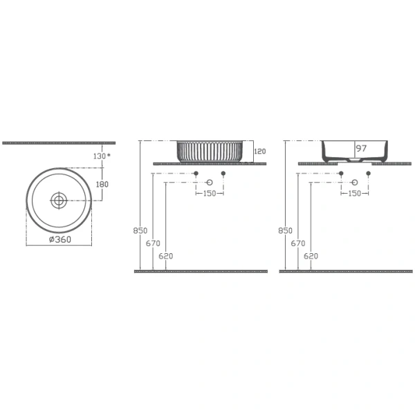 Раковина 36x36 см Isvea Ion 10NF66036-2Z