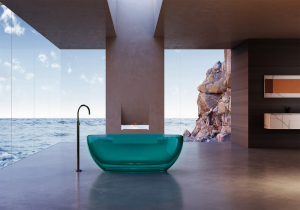 Прозрачная ванна Abber Kristall 170x75 AT9703Aquamarin бирюзовый