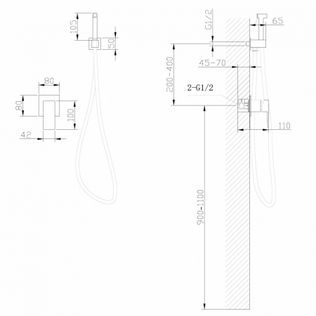 Гигиенический душ Abber Daheim AF8225W со смесителем белый матовый