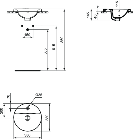 Раковина Ideal Standard Connect 38 (E504101)