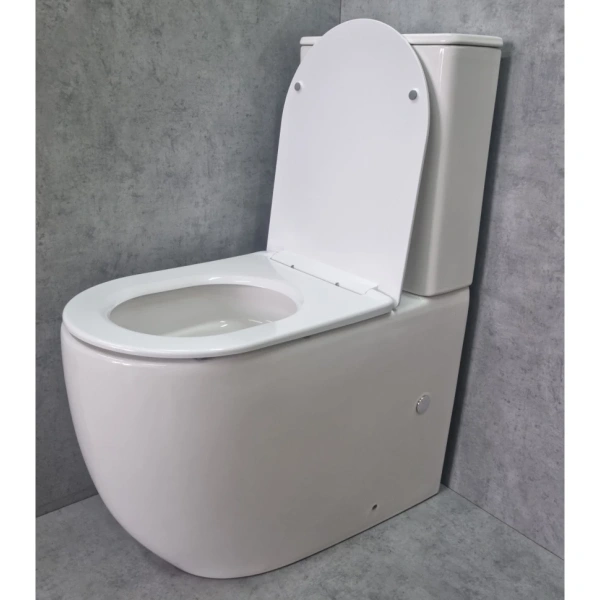 Унитаз-компакт CeramaLux TR2176 безободковый, торнадо, с сиденьем микролифт, белый