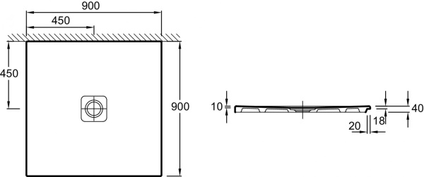 Душевой поддон 90x90 Jacob Delafon Replay N140K-220 слив 90 мм белый