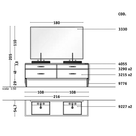 Зеркало Milldue Zurigo 180х110 3330.98