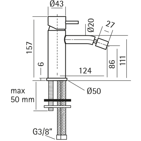 Смеситель для биде Cisal Xion XI000564D1 сталь
