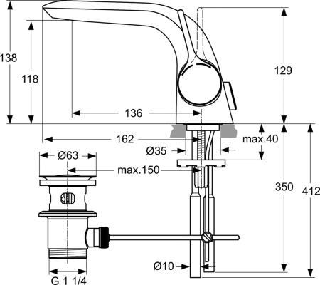 Смеситель для раковины Ideal Standard Melange A4258AA
