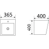 Раковина CeramaLux 500V 36,5x40 см, подвесная, белый