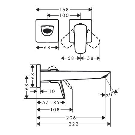 Смеситель для раковины настенный hansgrohe Logis Fine 71256000 хром