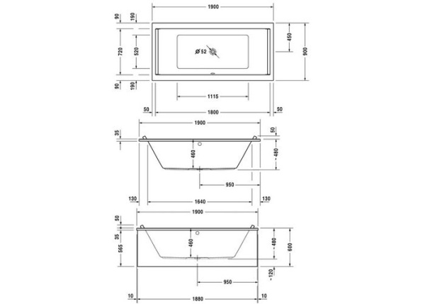 Акриловая ванна Duravit Starck New 190x90 700340000000000
