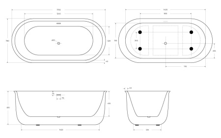 Акриловая ванна BelBagno 170x78 BB709-1700-780