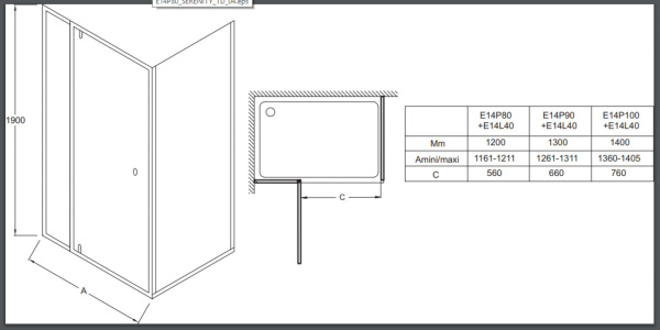 Душевая дверь 80x190 Jacob Delafon Serenity E14P80-GA