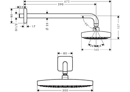 Верхний душ hansgrohe Raindance Select E 27385000