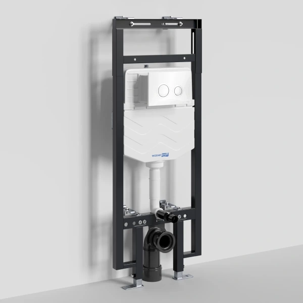 Инсталляция для унитаза WasserKRAFT Dinkel 58 58TLT.010.ME.WH01 с кнопкой смыва, белый/хром/белый