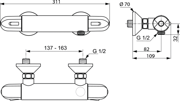 Смеситель для душа Ideal Standard Ceratherm 25 A6420AA термостат